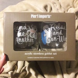 NEW Pier 1 Acrylic Stemless Goblet Set of 4